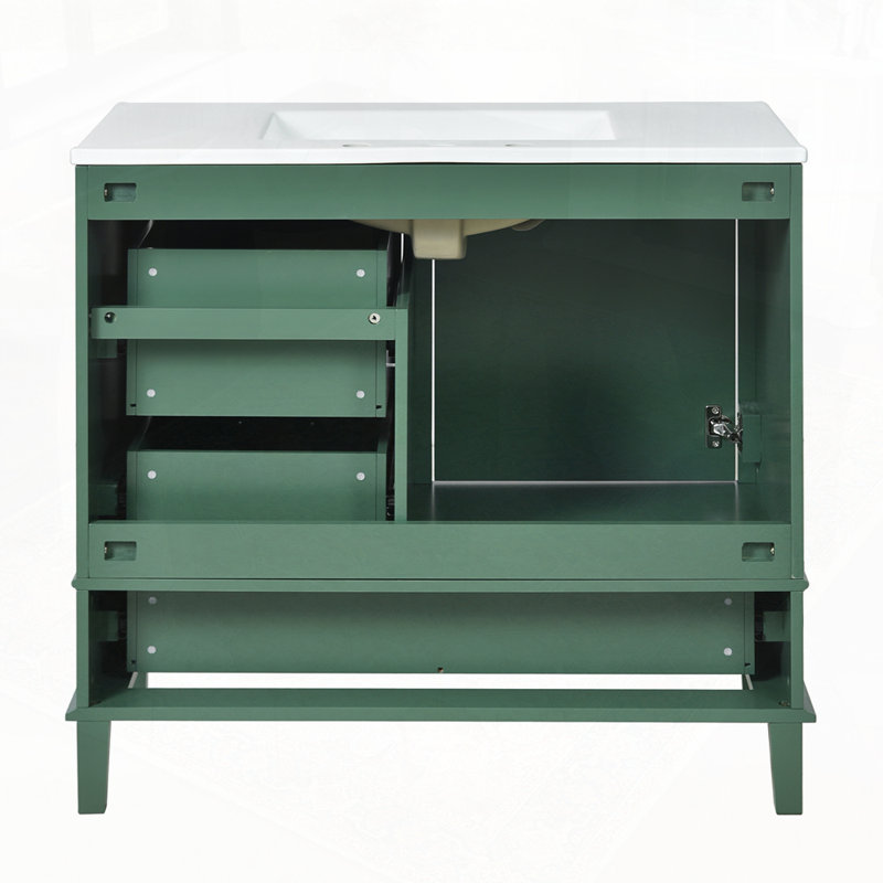 Bathroom Vanity with Solid Pine Frame, Green