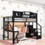 Lit mezzanine double avec escalier, bureau intégré et lumière DEL