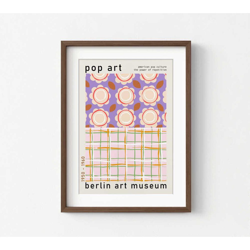 Affiche du musée Pop Art - reproduction rétro d'une exposition de fleurs et de carreaux, H 16 po x l 12 po, Ne s’applique pas