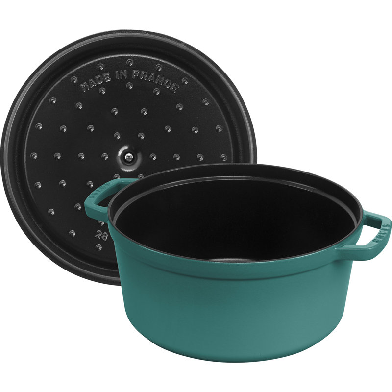 La Cocotte Cast Iron Round Cocotte, Turquoise, 7 quarts