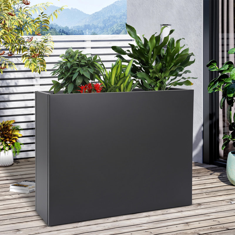 Metal Planter Box, 30" H x 12" W x 12" D, Black