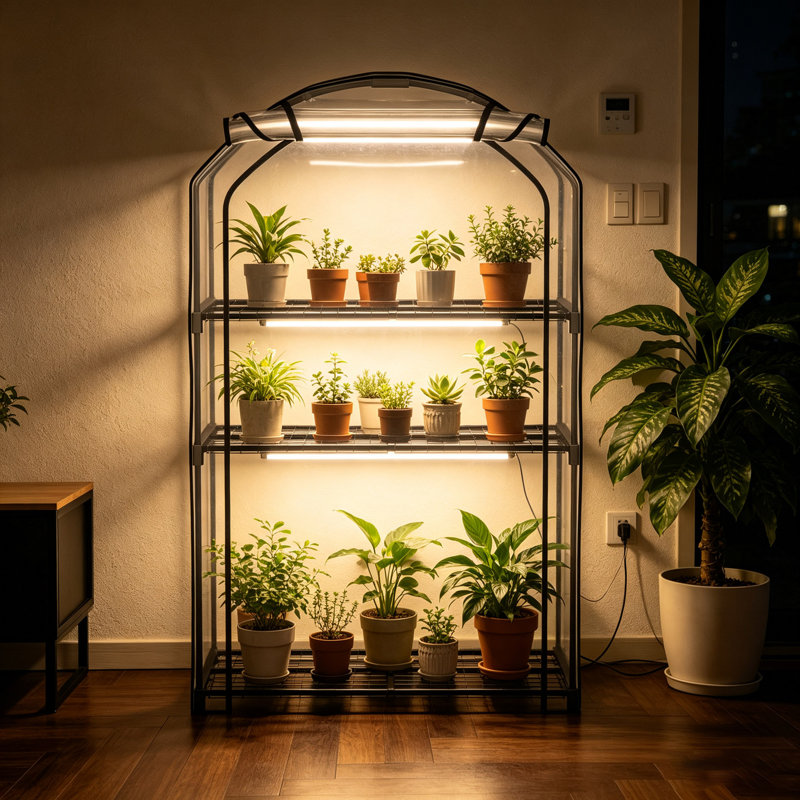 Indoor 4-Tier Mini Greenhouse with Grow Lights