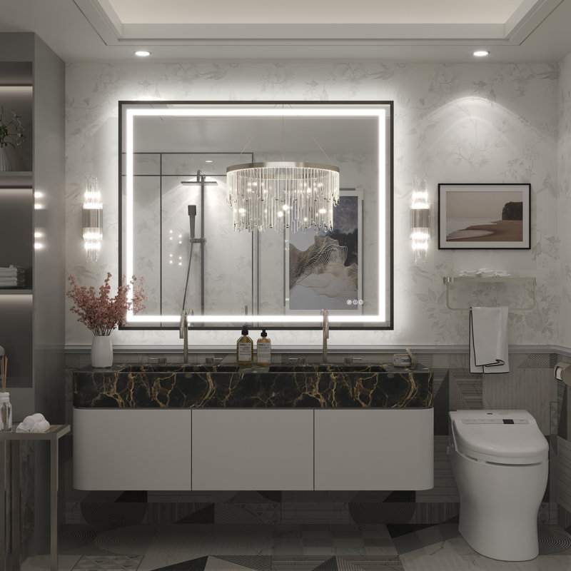 Miroir de salle de bain Molly Framelss, 48 po x 40 po, Noir