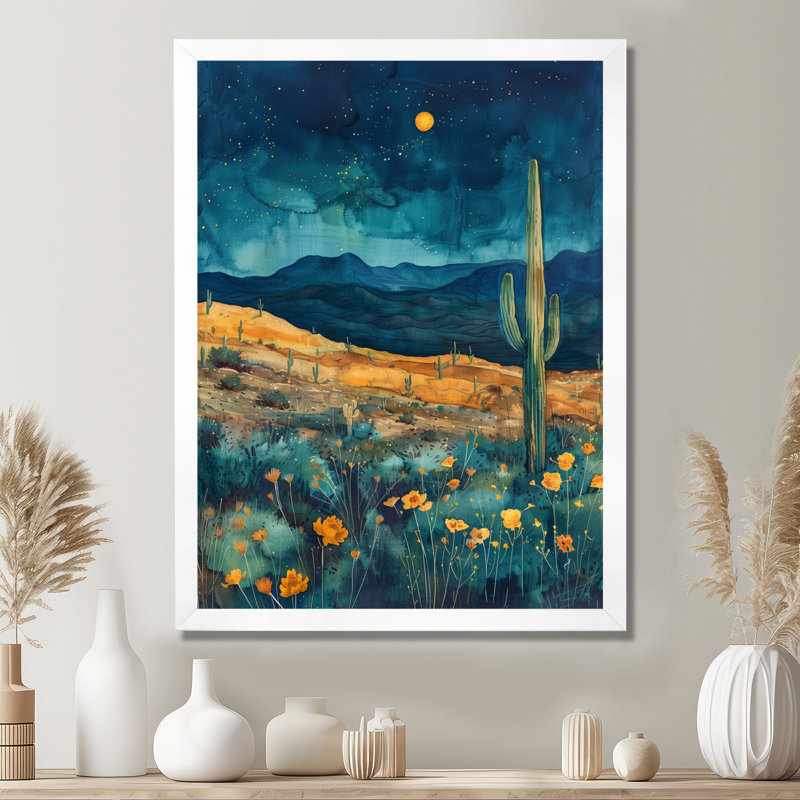Cactus vert clair au clair de lune - Décoration murale cactus floral, H 32 po x l 16 po x P 1 po