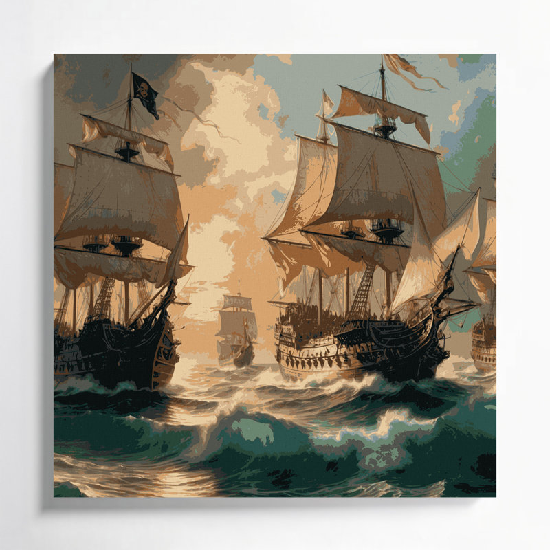 Art nautique sur toile brun, H 12 po x l 12 po