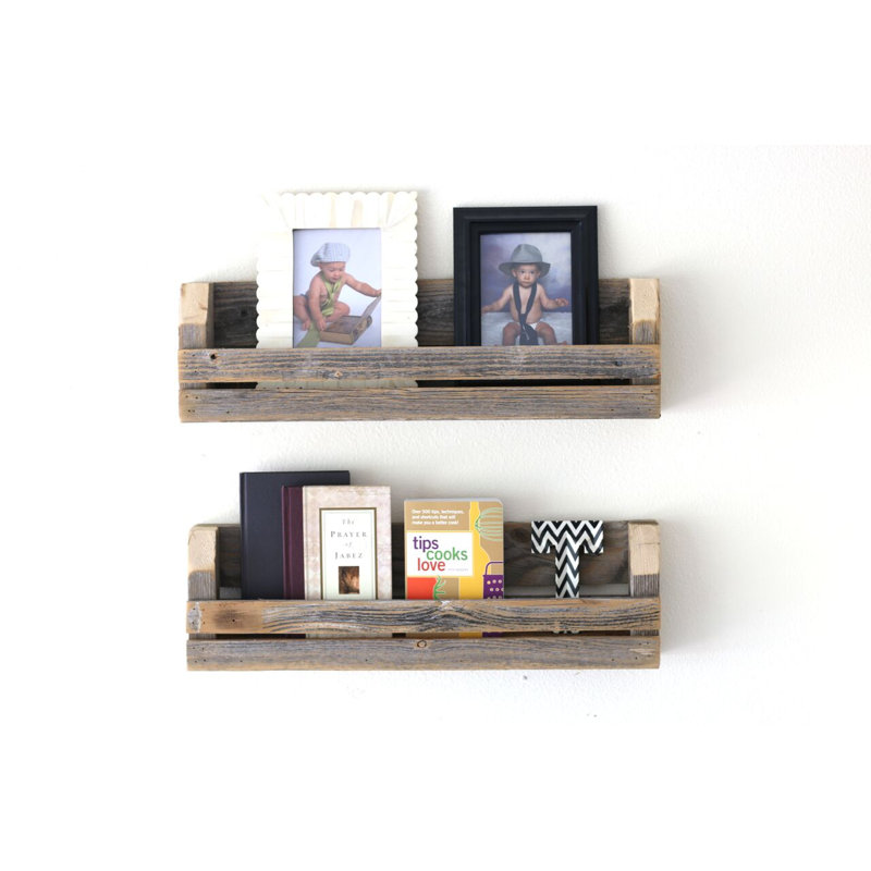 Surbit 2 Piece Pine Floating Shelf, Natural