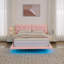 Cadre de lit flottant pour grand lit avec lumières DEL fonctionnelles, cadre de lit plateforme en cuir pu capitonné avec tête de lit, sans sommier, rose-858942355