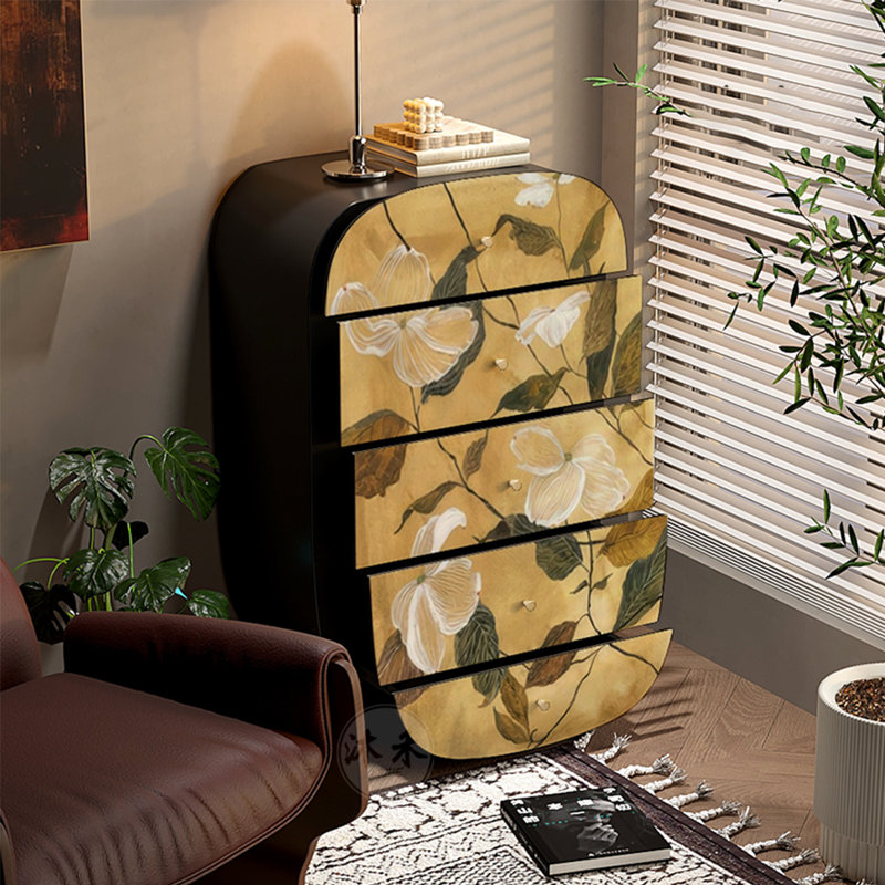 Commode décorative en bois à cinq tiroirs