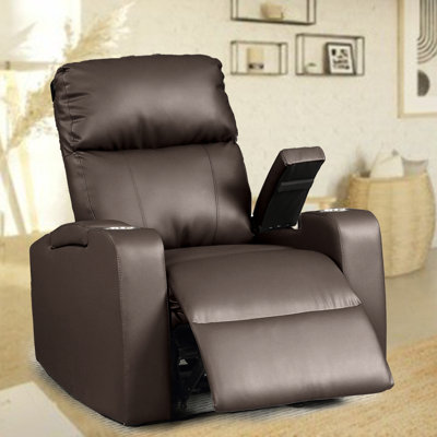 Fauteuil inclinable électrique en cuir synthétique avec porte-gobelets