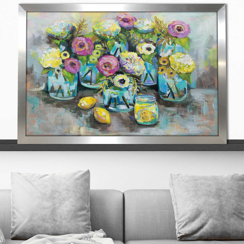Quand la vie vous donne des citrons - Peinture, Encadrement argenté, H 21,5 po x l 27,5 po x P 0,75 po