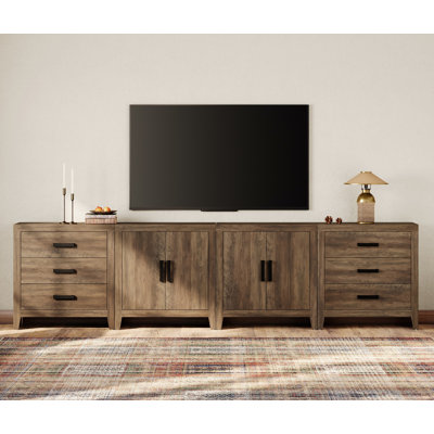 Eaton Farmhouse TV Stand With 2 Cabinets And 6 Drawers, Modern Entertainment Center For Living Room, Bedroom Or Entryway, Closed Media Storage Furniture, Brown