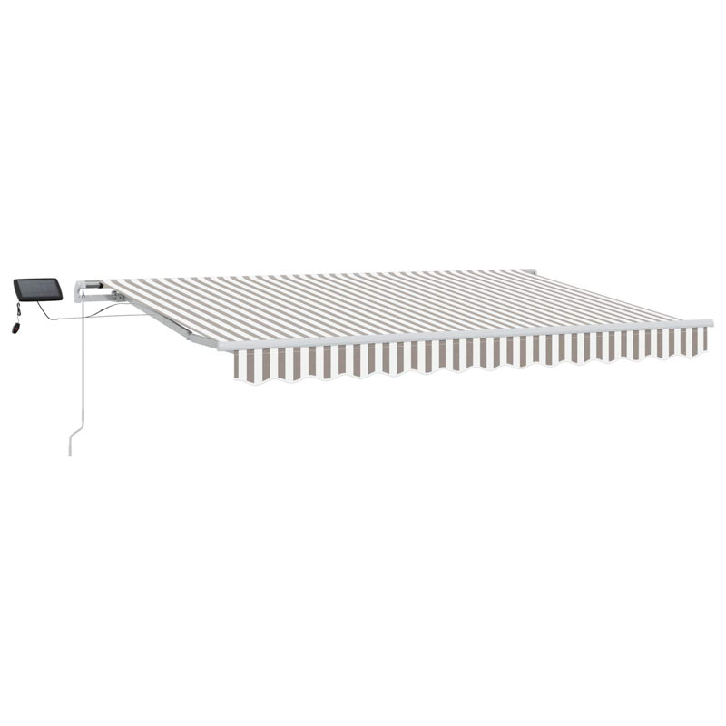 VidaXL Polyester Cover Retractable Patio Awning, Light Grey, Striped, Does Not Applycm H x 350cm W x 250cm D