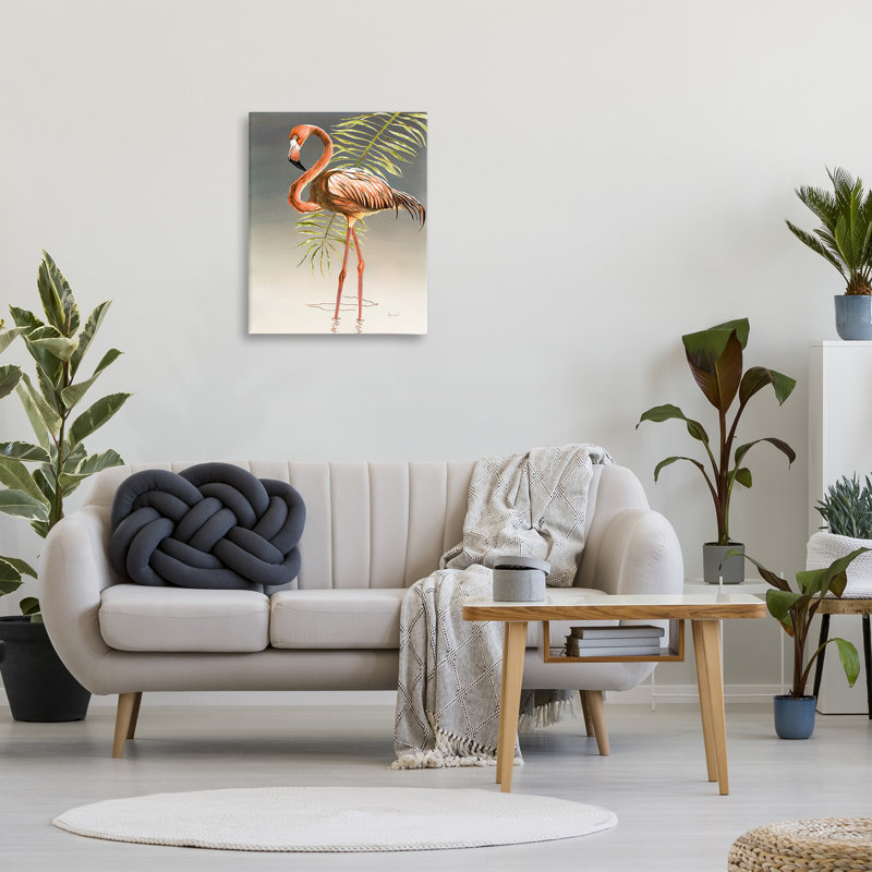 «Flamingo with Water Ripple», art mural par Christine Reichow, H 30 po x l 24 po