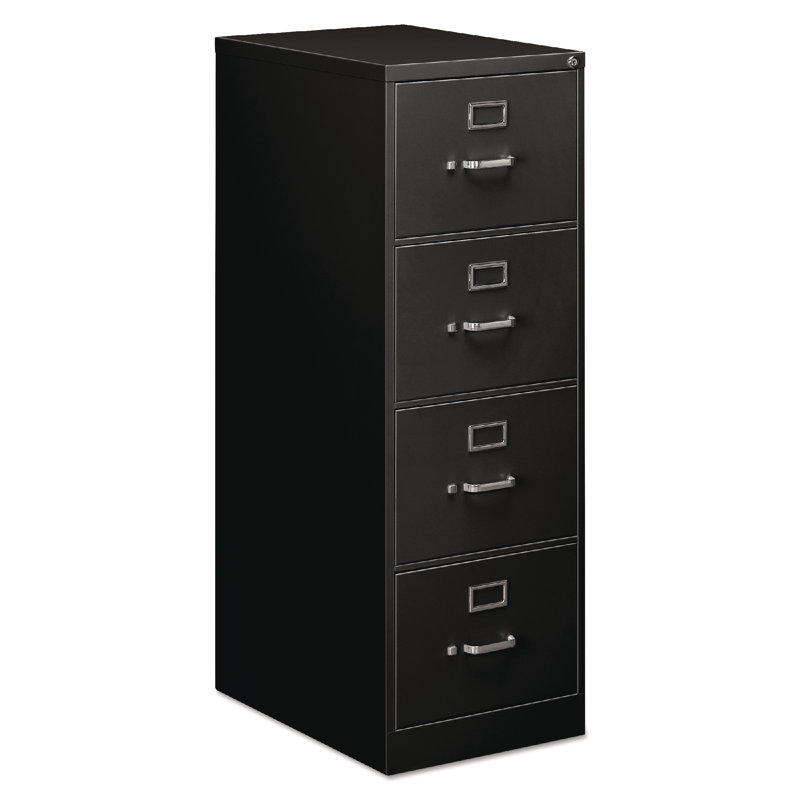 Black Steel 4-Drawer Lockable Vertical Filing Cabinet