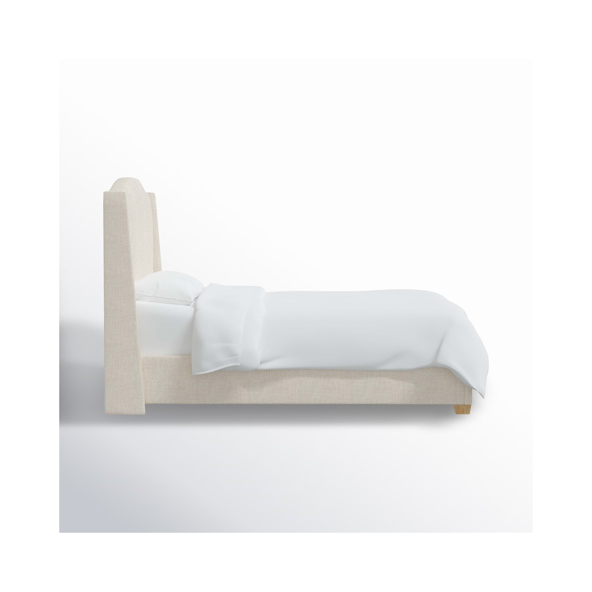 Allis Upholstered Wingback Bed, Twin, Classic Talc Linen