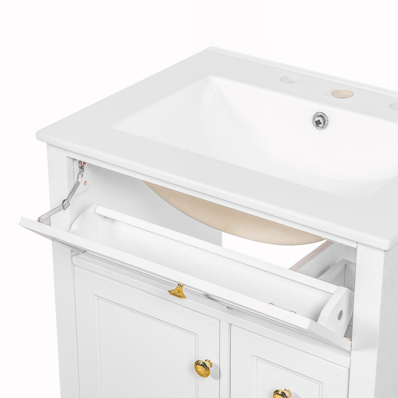 Meuble-lavabo de salle de bain avec lavabo, Blanc