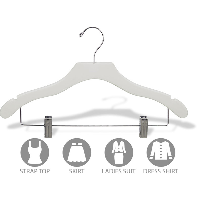 Wood Hangers With Clips for Skirt/Pants, White