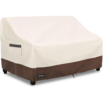 Outdoor 2-Seater Loveseat Cover – Waterproof Heavy-Duty Patio Sofa Protector Beige & Brown