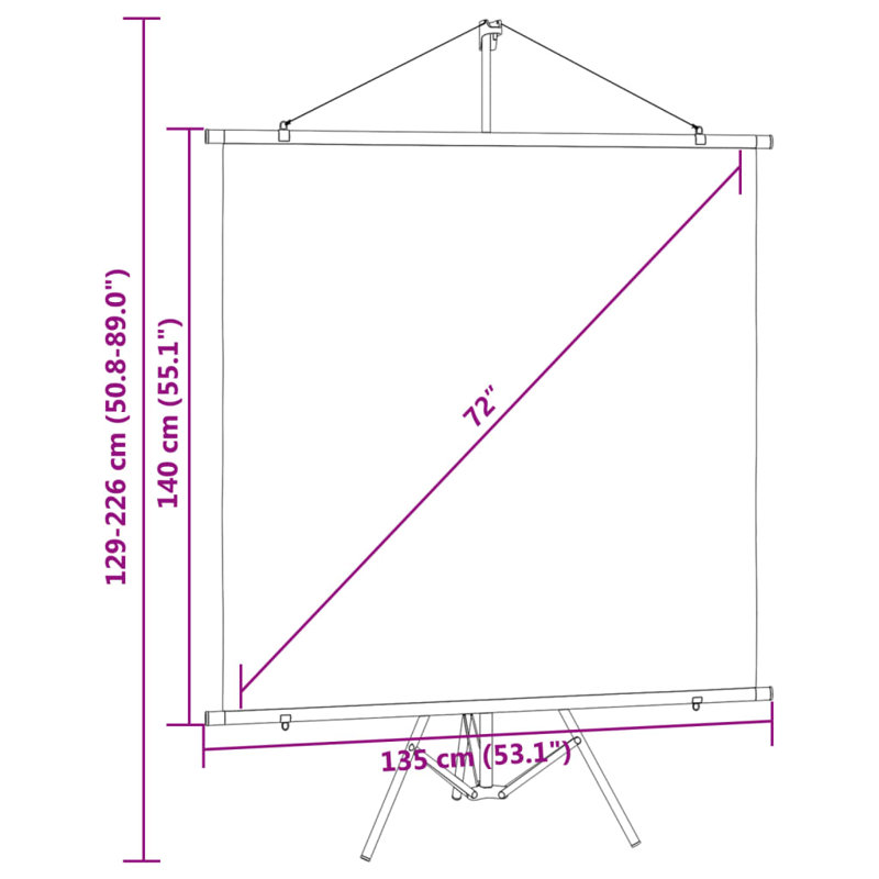 Arpiar White Portable Projection Screen, 226cm H x 135cm W, Square/AV (1:1)