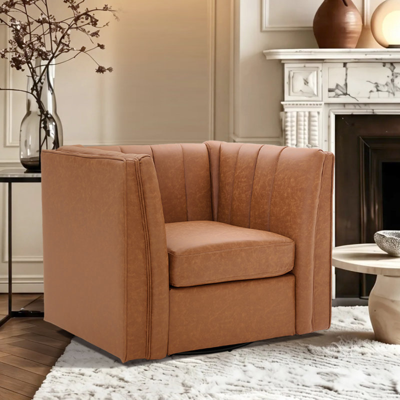 Fauteuil de coiffeuse Allard, Similicuir brun