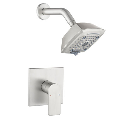 Ensemble de robinet de douche mural à poignée simple 6 jets avec valve brute