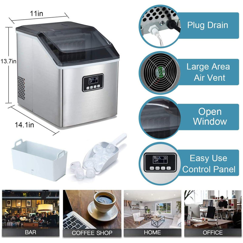 YUKOOL 48 Lb. Daily Production Cube Ice Portable Ice Maker