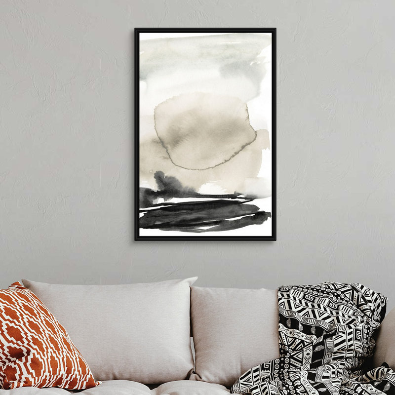 «Ebony Horizon Triptych II» par Jennifer Goldberger - reproduction d'art, Toile avec cadre noir