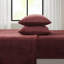 Ensemble de draps pour grand lit 4 pièces 100% ultra doux bourgogne avec draps-housses plats et 2 taies d'oreiller brossées des deux côtés Lavable à la machine