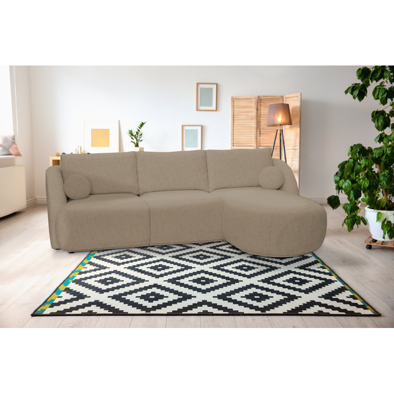 3 Seater Corner Sofa , Light Brown, Right Hand Facing