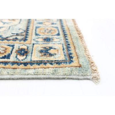 Tapis intérieur en laine bleu ciel 2 pi 6 po x 9 pi 10 po one-of-kind-noué la 2010 Thermia
