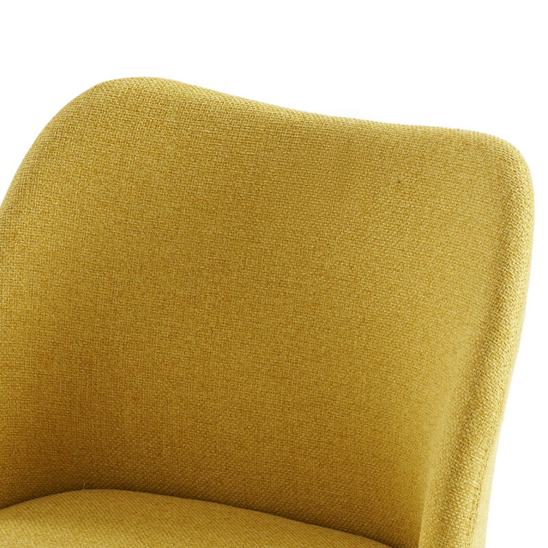 Chaise de salle à manger rembourrée avec pieds en bois massif Kanalu (ensemble de 4), Moutarde