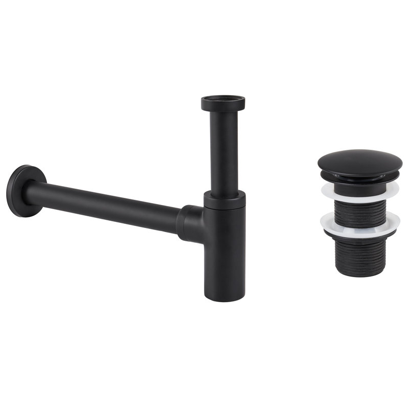 Basin Bottle Trap with Click Clack Waste Silver MAFREDI, Black