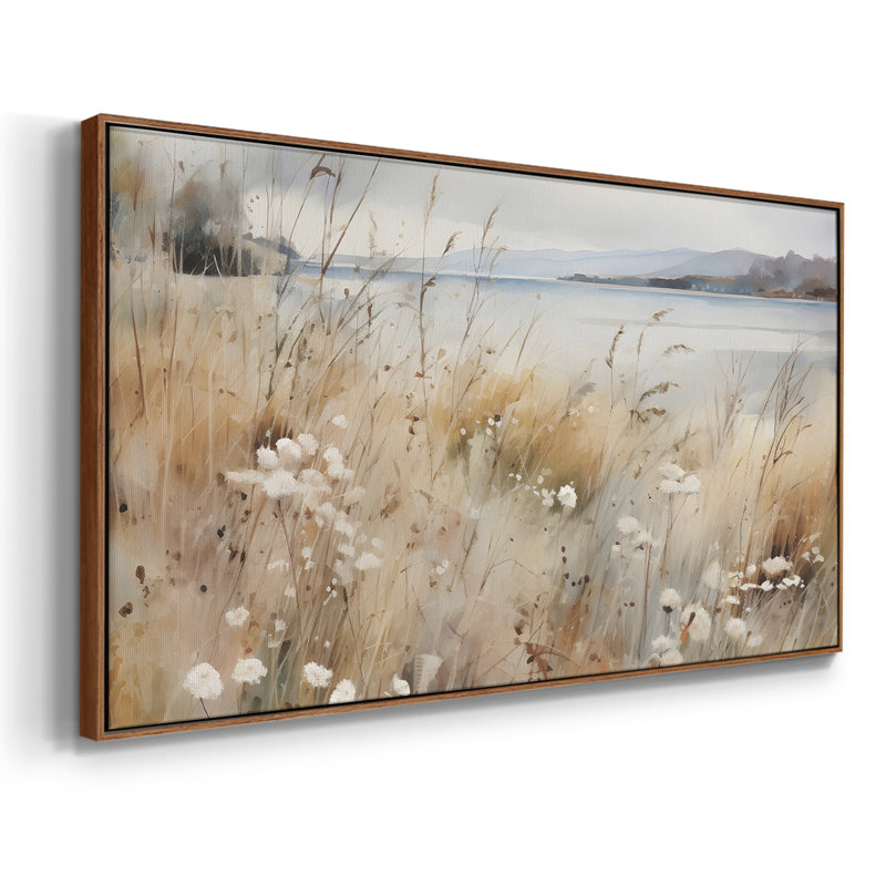 Paysage, série Mxxi, toile tendue avec châssis, prête à être accrochée, H 21 po x l 41 po, Noyer