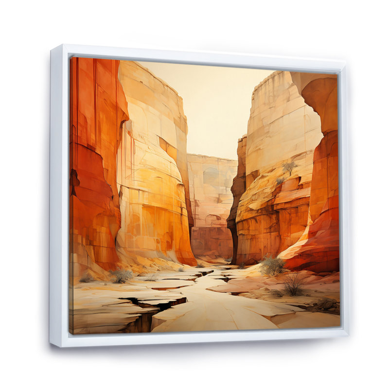 «Bold Landscape Canyon Desert V - Canyon», art mural encadré, H 36 po x l 36 po x P 1,5 po, Cadre flottant blanc