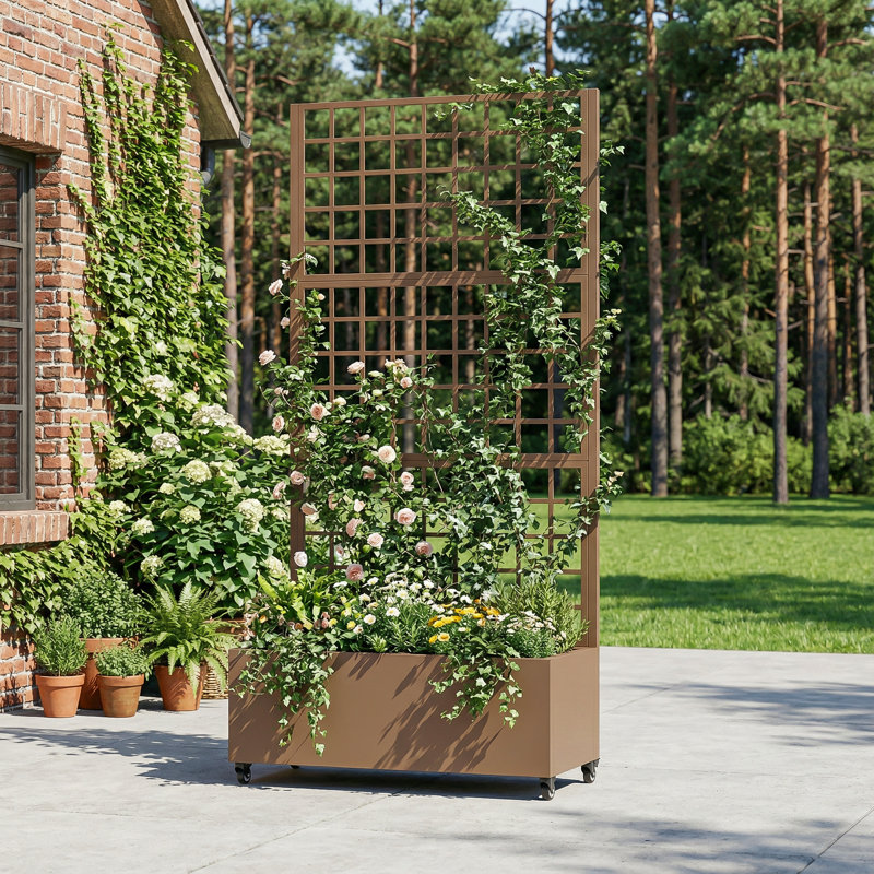 Metal Planter Box, 180.1cm H x 89.9cm W x 39.9cm D, Grey