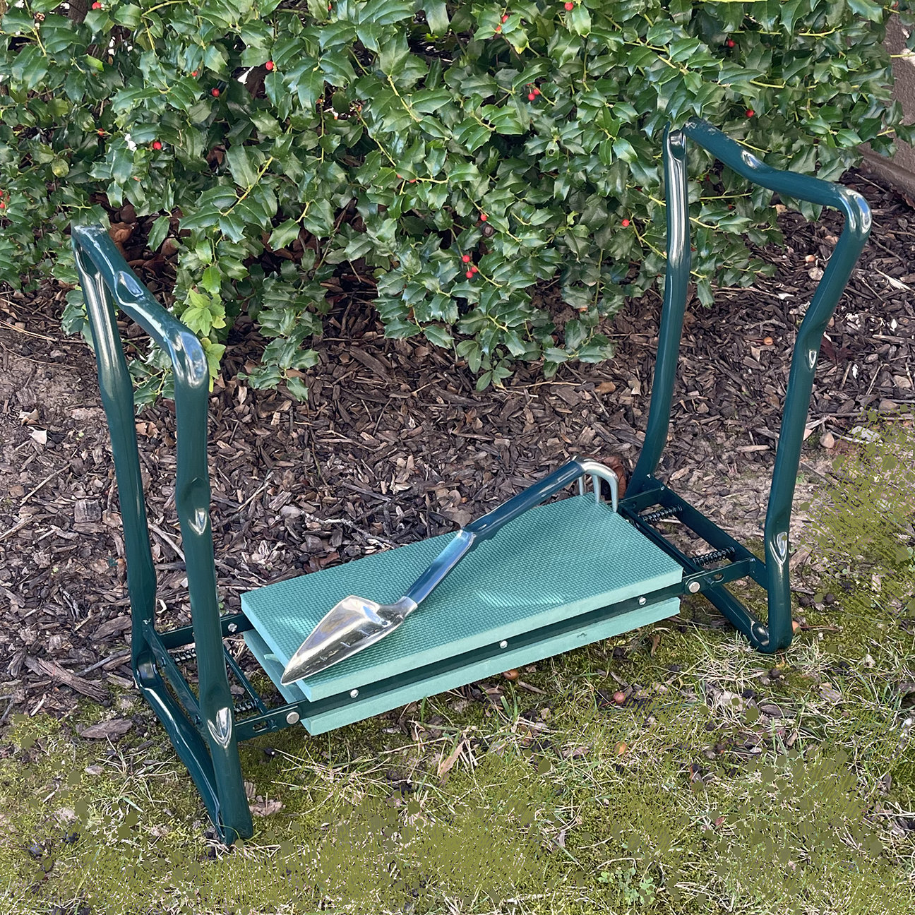 Arlmont & Co. Green Garden Kneeler Seat With Trake | Wayfair