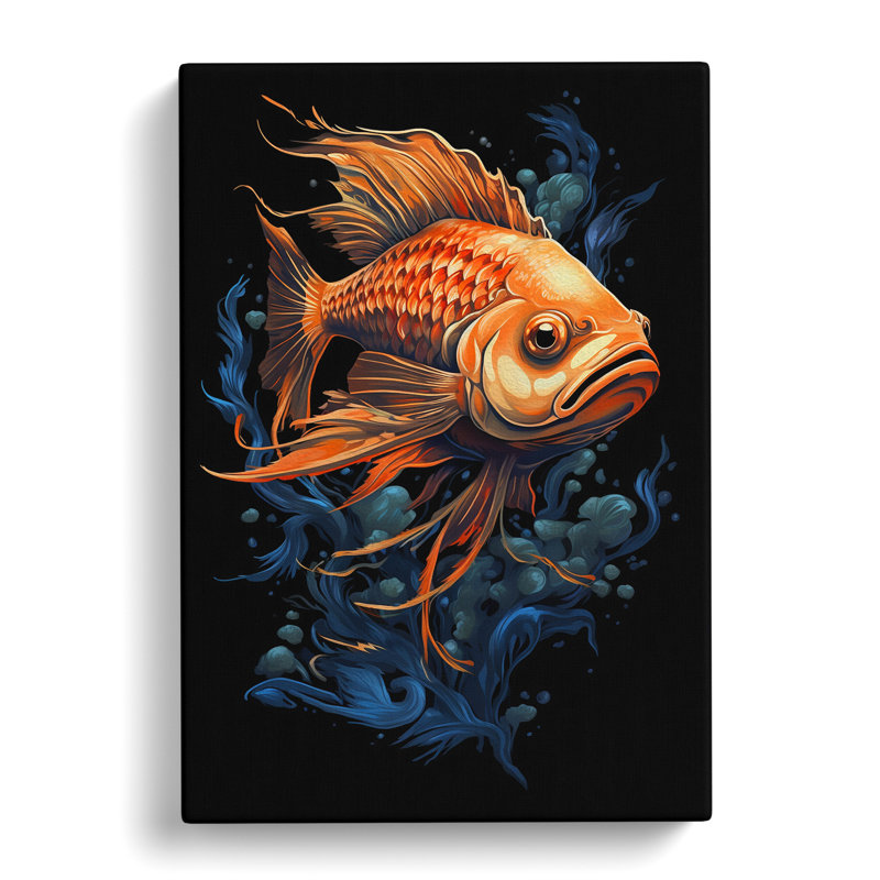 Fish Tachisme Art - Wrapped Canvas, 76cm H x 50cm W x 3cm D