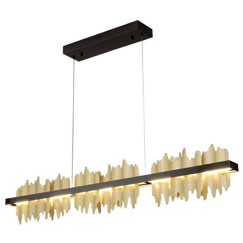 Lustre 1 lumière DEL en acier inoxydable noir avec cuivre cuivré