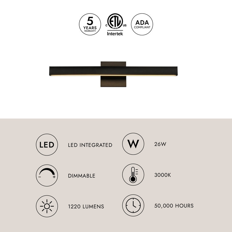 Vera 1 - Light LED Bath Bar, Black