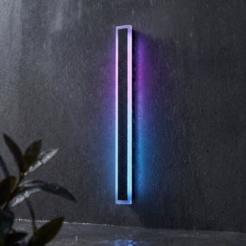 Ener-J Outdoor LED Wall Light RGB Colour Changing Matte Black Garden Modern Sconce, 102cm H x 10cm W x 5cm D