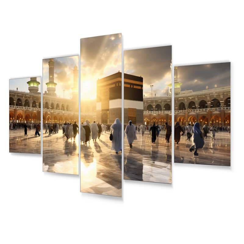 Art de l'Islam, reflet de Kaaba I sur métal, 5 pièces