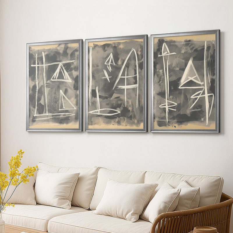 ABSTRACT Series DCCLxxxxi - Toile tendue avec châssis sur mesure - 3 pièces, Argent argent