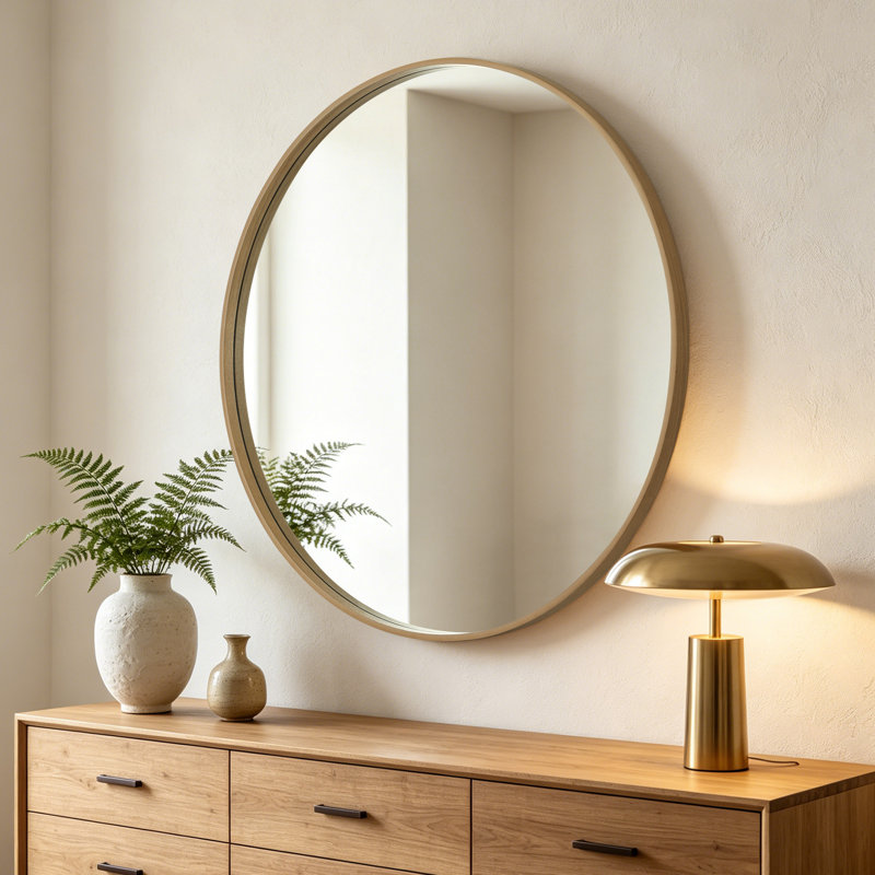 Miroir Karrina, Bois naturel, 40 po x 40 po