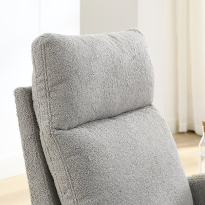 Fauteuil à bascule moderne avec accoudoirs de salon à dossier haut l 27,6 po et deux poches latérales