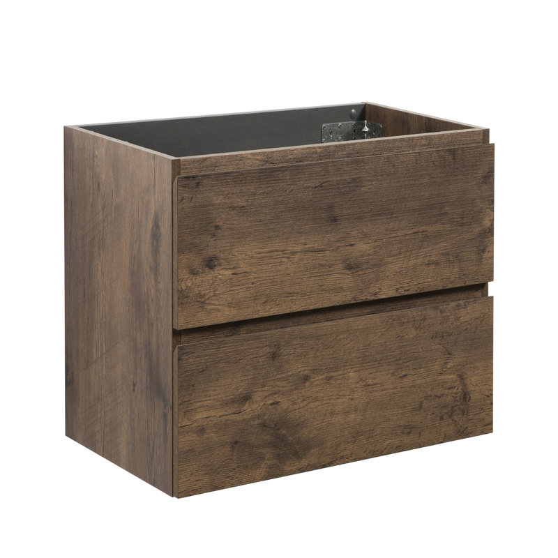 Armoire murale 24W-105, finition noyer, sans lavabo, 2 tiroirs pré-assemblés, grande capacité de rangement, couleur contemporaine, lavabo, pré-assemblé, rangement, design élégant