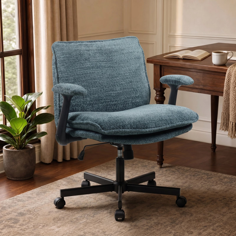 Modern Teddy Cross legged  Office Chair With Flip&Up Down Adjustable Armrests, Green