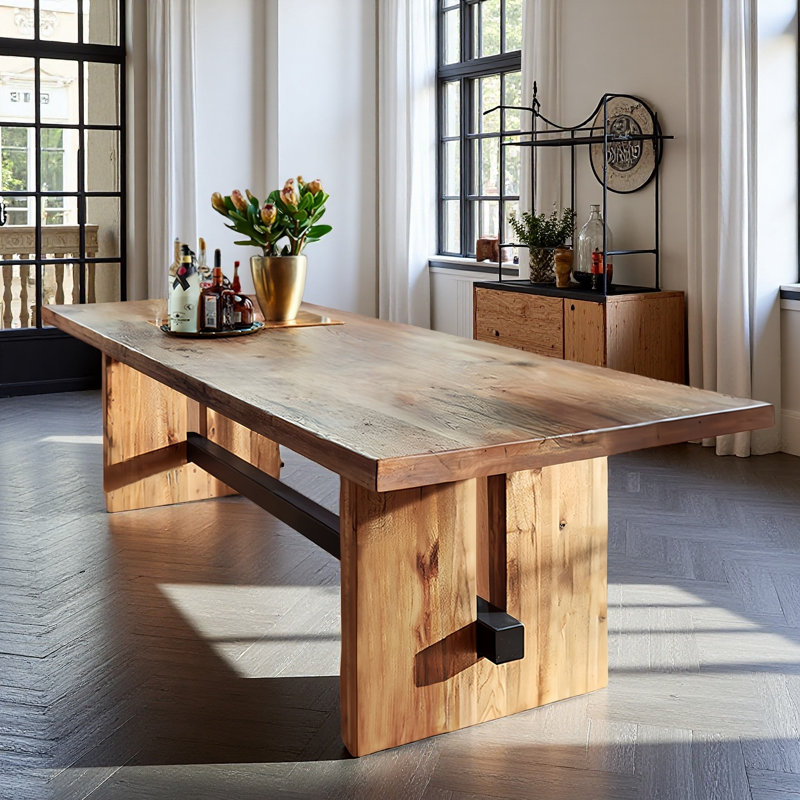 Modern Style Solid Wood Rectangular Dining Table, 29.53"H x 78.74"L x 31.5"W