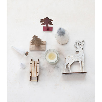Ensemble de bougies de jardin avec bougies en forme de bouteille, bougies chauffe-plat et figurines en bois en boîte