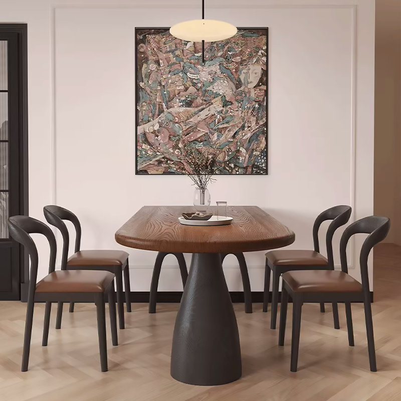 Table de salle à manger en bois massif de style antique français de 47,24 po, 29.53" H x 47.24" W x 23.62" D