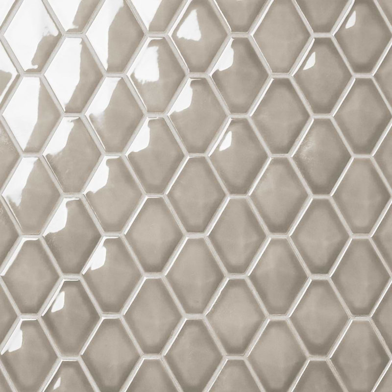 Brookline Diamond 3x4 Glossy Ceramic Mosaic Tile, Warm Gray